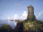 Thomas Cole Italian Coast Scene with Ruined Tower painting
